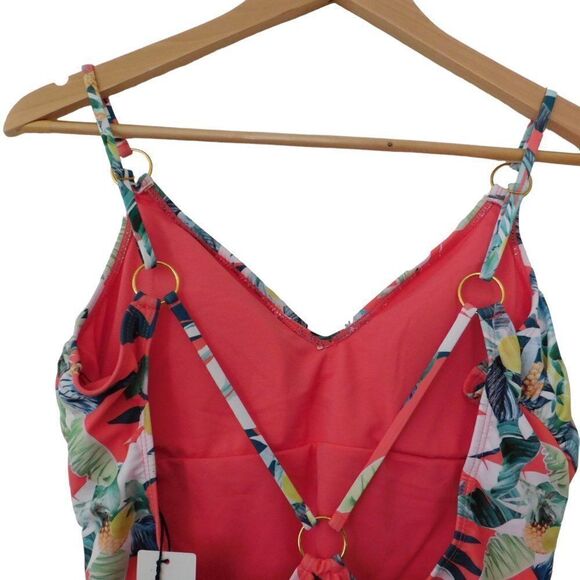 NEW Vigoss Womens Swimsuit Strappy One Piece Size Medium Tropical Print - Picture 4 of 6